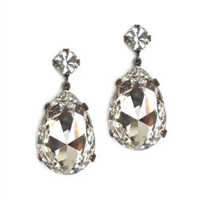 Bijoux Statement Bridal Earring: Swarovski Crystal - Clear
